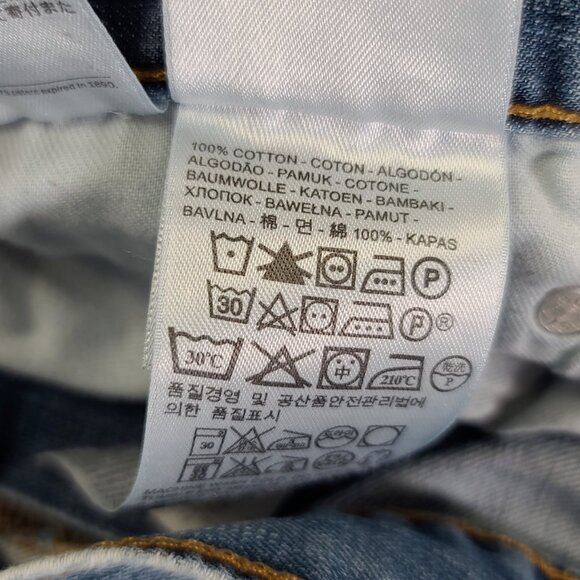 Levi's 505 Jeans Mens 33x32 (34x31) Regular Straight Leg Light Wash Distressed * - Picture 5 of 16